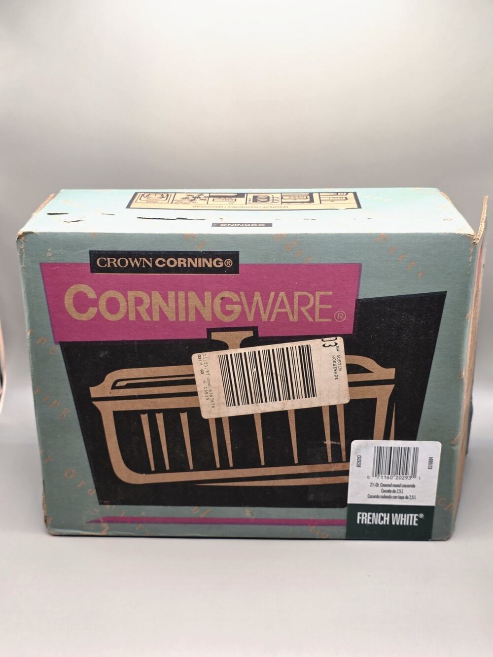 Crown Corning CorningWare French White Casserole Dish Sealed NIB VTG